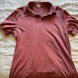 James Perse Red Polo Shirt Soft Cotton Classic